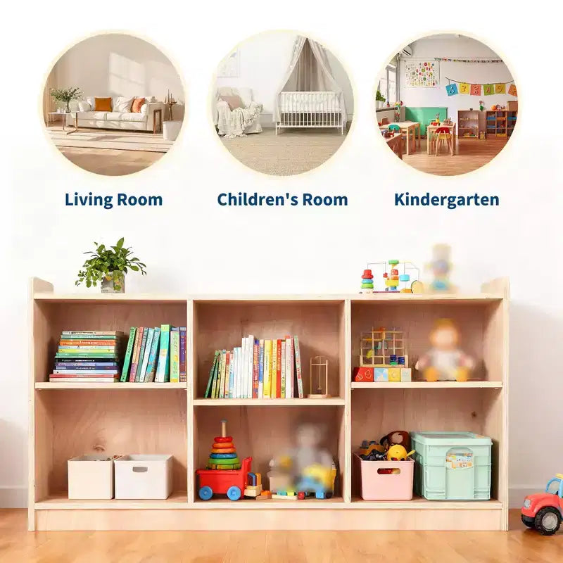 Étagère de rangement en bois, organiseur de livres, bibliothèque pour enfants avec finition naturelle