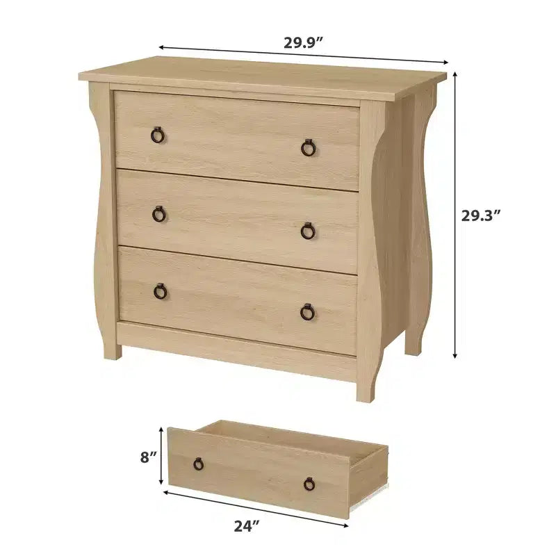 Commode en bois à 3 tiroirs Meuble de rangement moderne