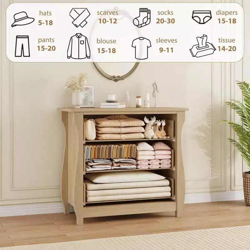 Commode en bois à 3 tiroirs Meuble de rangement moderne