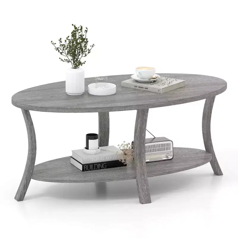 Table Basse Ovale Pieds de Support Robustes