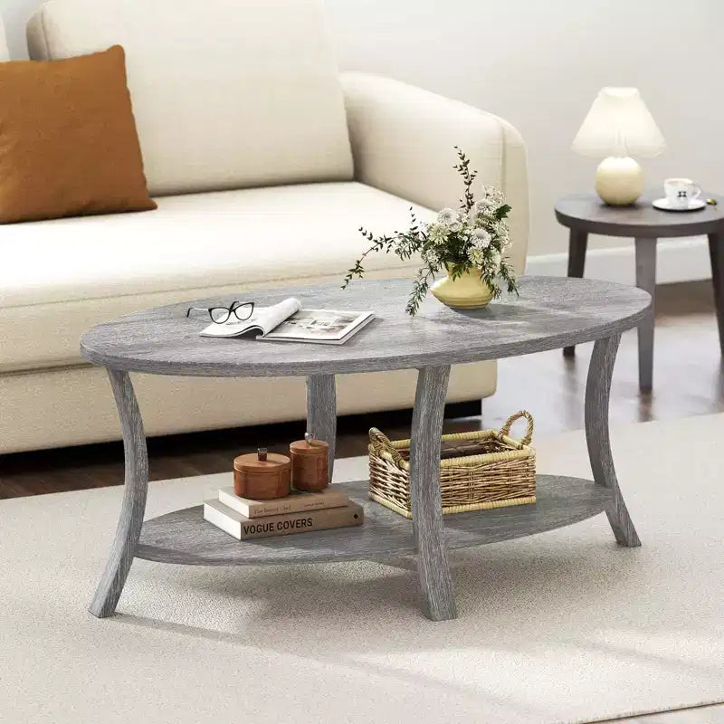 Table Basse Ovale Pieds de Support Robustes
