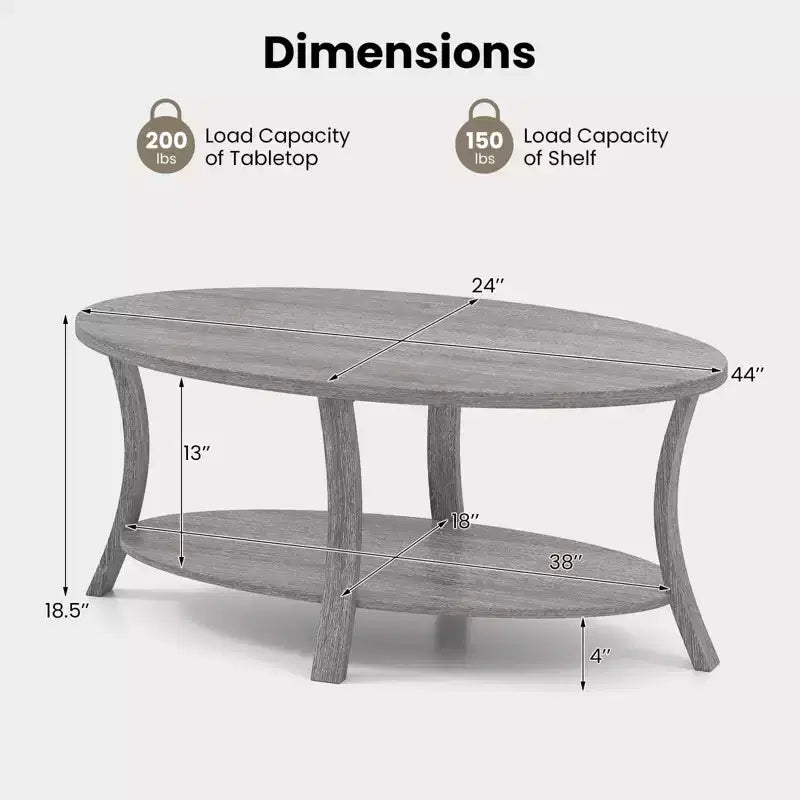 Table Basse Ovale Pieds de Support Robustes