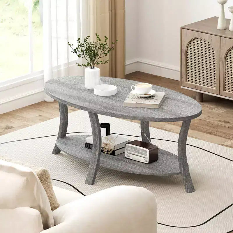 Table Basse Ovale Pieds de Support Robustes