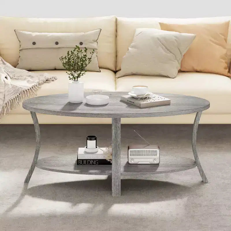 Table Basse Ovale Pieds de Support Robustes