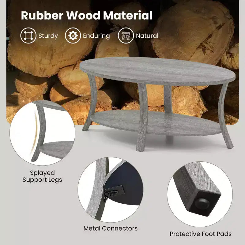 Table Basse Ovale Pieds de Support Robustes