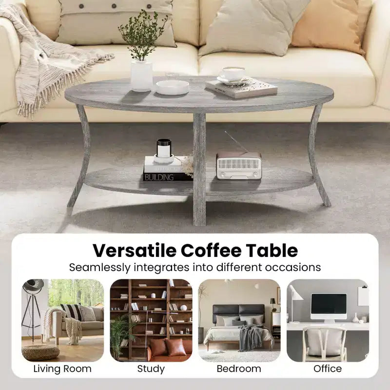 Table Basse Ovale Pieds de Support Robustes