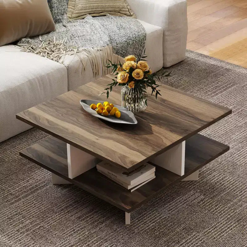 Table Basse à 2 Niveaux Style Ferme et Moderne
