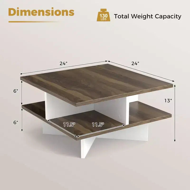 Table Basse à 2 Niveaux Style Ferme et Moderne