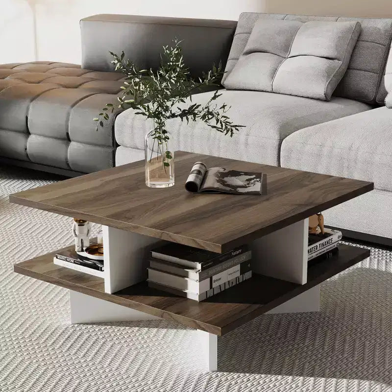 Table Basse à 2 Niveaux Style Ferme et Moderne