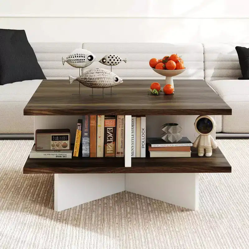 Table Basse à 2 Niveaux Style Ferme et Moderne
