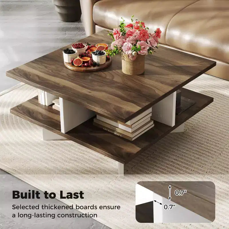 Table Basse à 2 Niveaux Style Ferme et Moderne