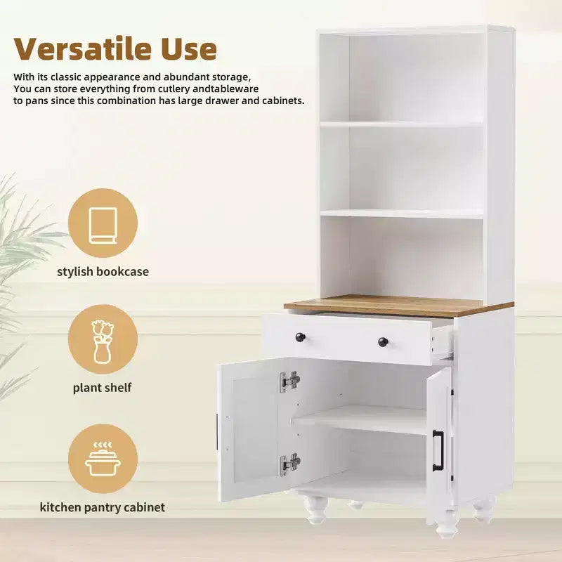 Meuble de rangement blanc style ferme 4 pieds en bois massif en forme de gourde