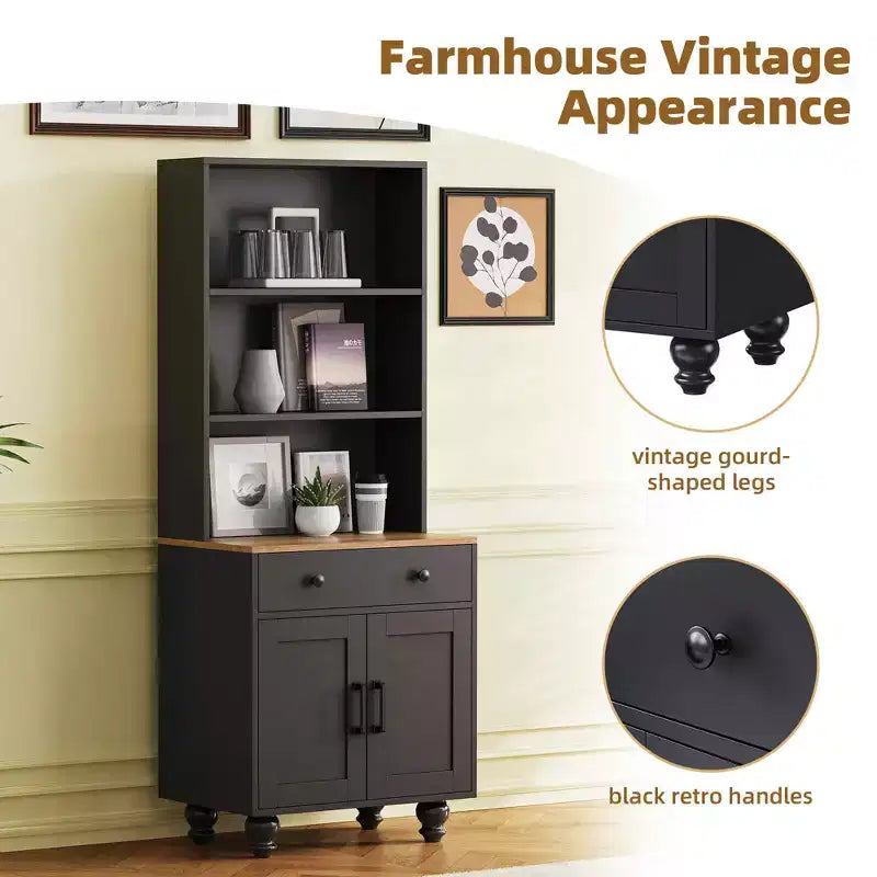 Meuble de rangement blanc style ferme 4 pieds en bois massif en forme de gourde