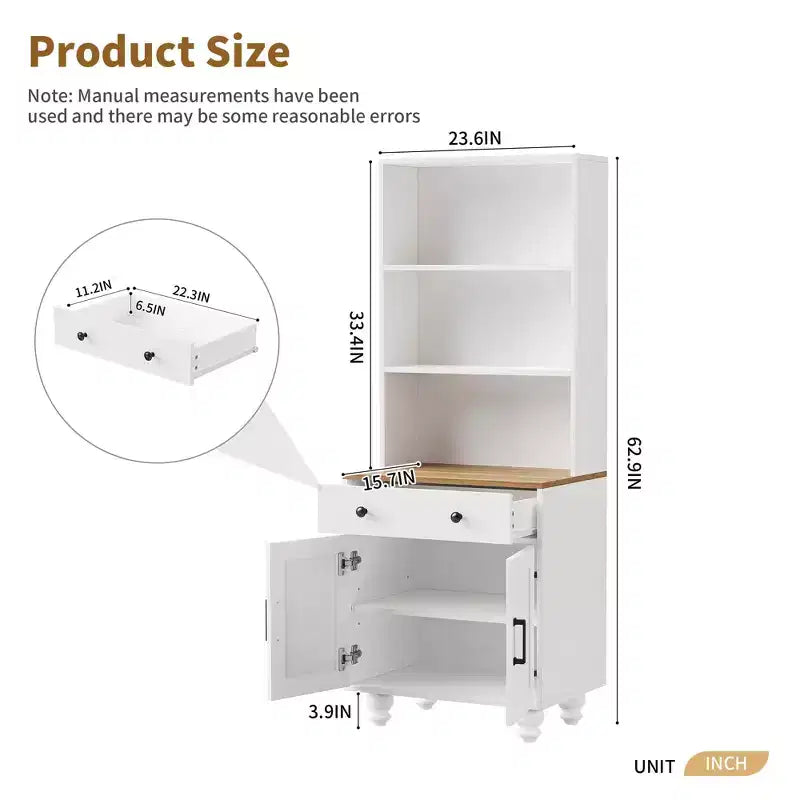 Meuble de rangement blanc style ferme 4 pieds en bois massif en forme de gourde