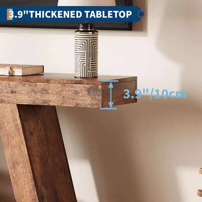 Console étroite avec rangement, table de canapé rustique à 2 niveaux