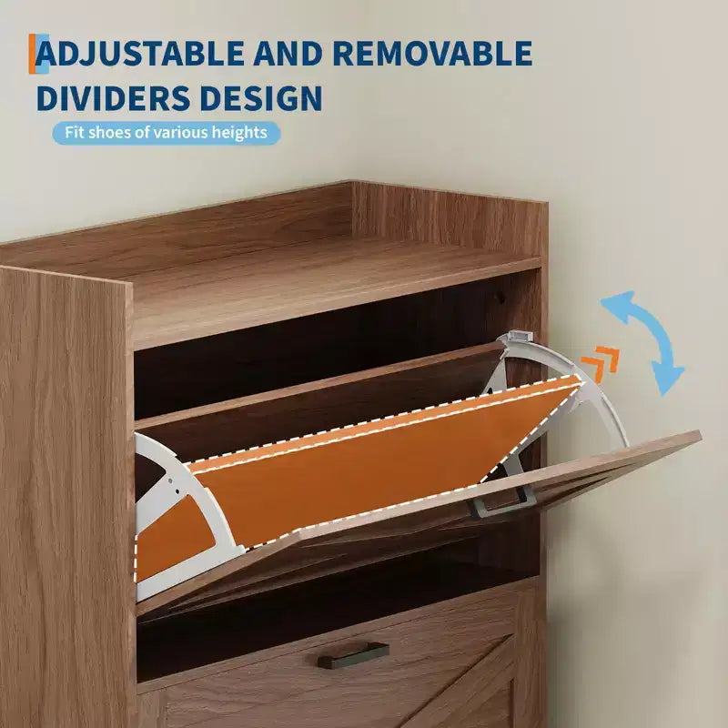 Meuble à Chaussures avec Banc, Meuble de Rangement pour Chaussures d'Entrée Style Ferme
