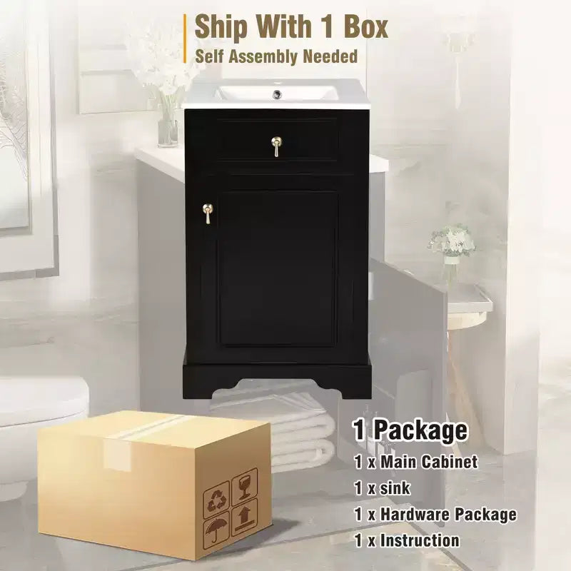 Meuble-lavabo compact avec tiroirs, Meuble bas de salle de bain