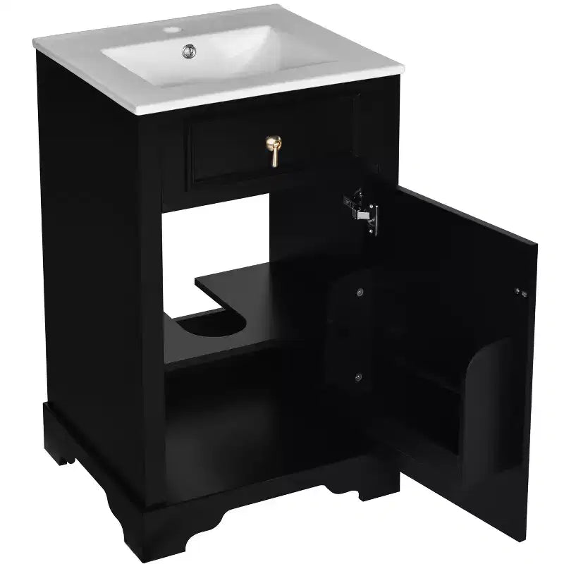 Meuble-lavabo compact avec tiroirs, Meuble bas de salle de bain
