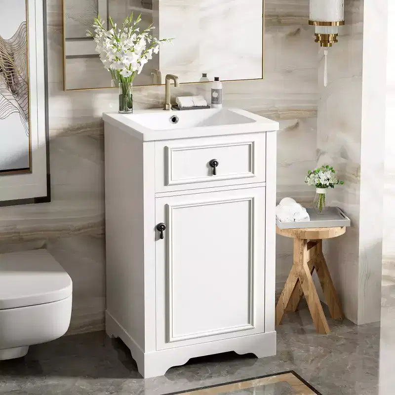 Meuble-lavabo compact avec tiroirs, Meuble bas de salle de bain