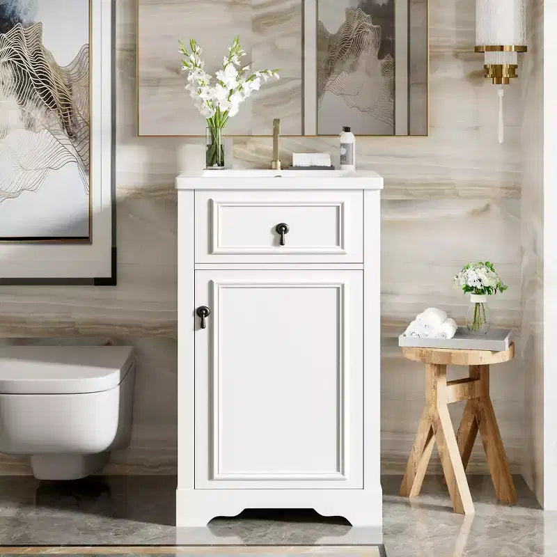 Meuble-lavabo compact avec tiroirs, Meuble bas de salle de bain