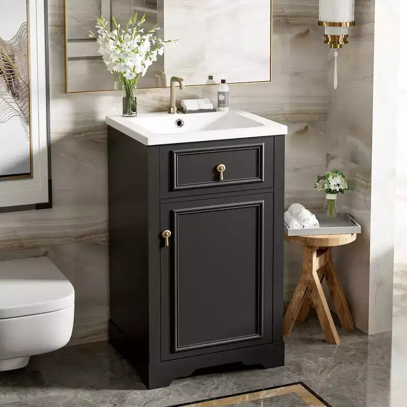 Meuble-lavabo compact avec tiroirs, Meuble bas de salle de bain