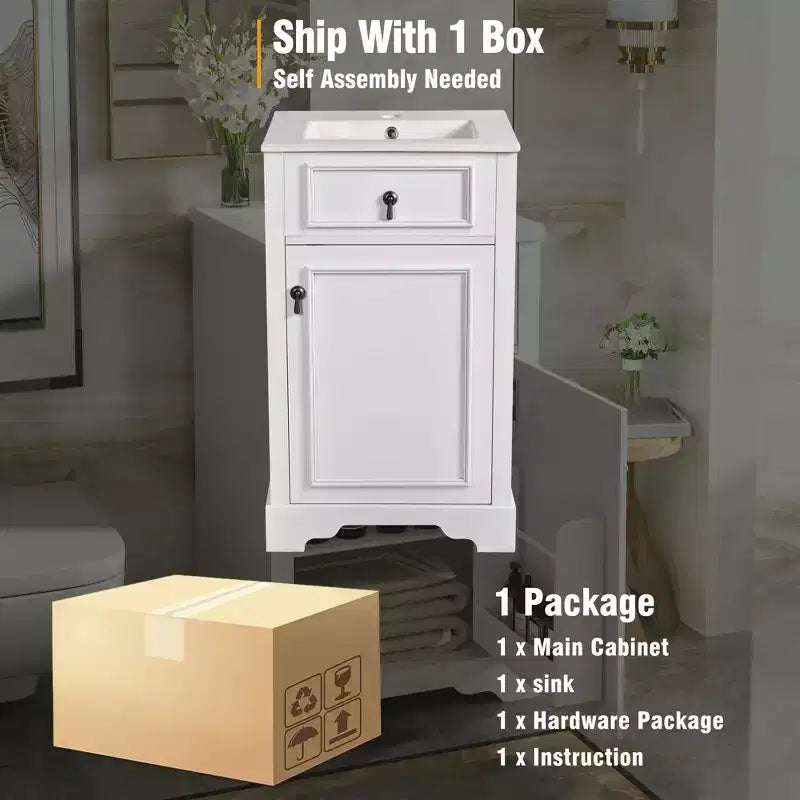 Meuble-lavabo compact avec tiroirs, Meuble bas de salle de bain