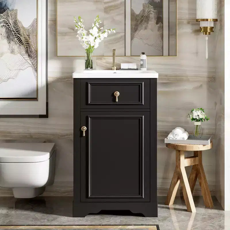Meuble-lavabo compact avec tiroirs, Meuble bas de salle de bain