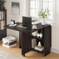 Table pliante multifonctionnelle avec roulettes, 2 étagères de rangement, casier, poignée