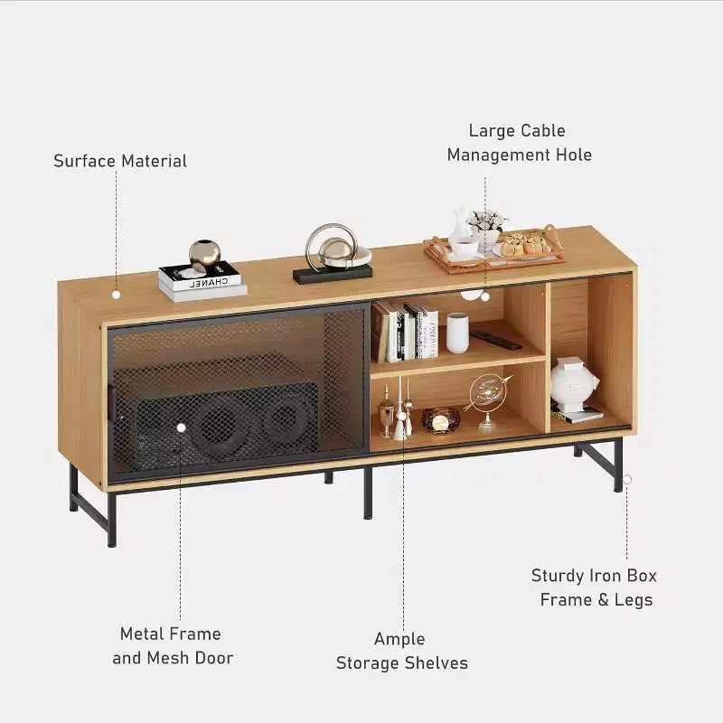 ndustrial TV Stand Modern Wood TV Cabinet Sideboards