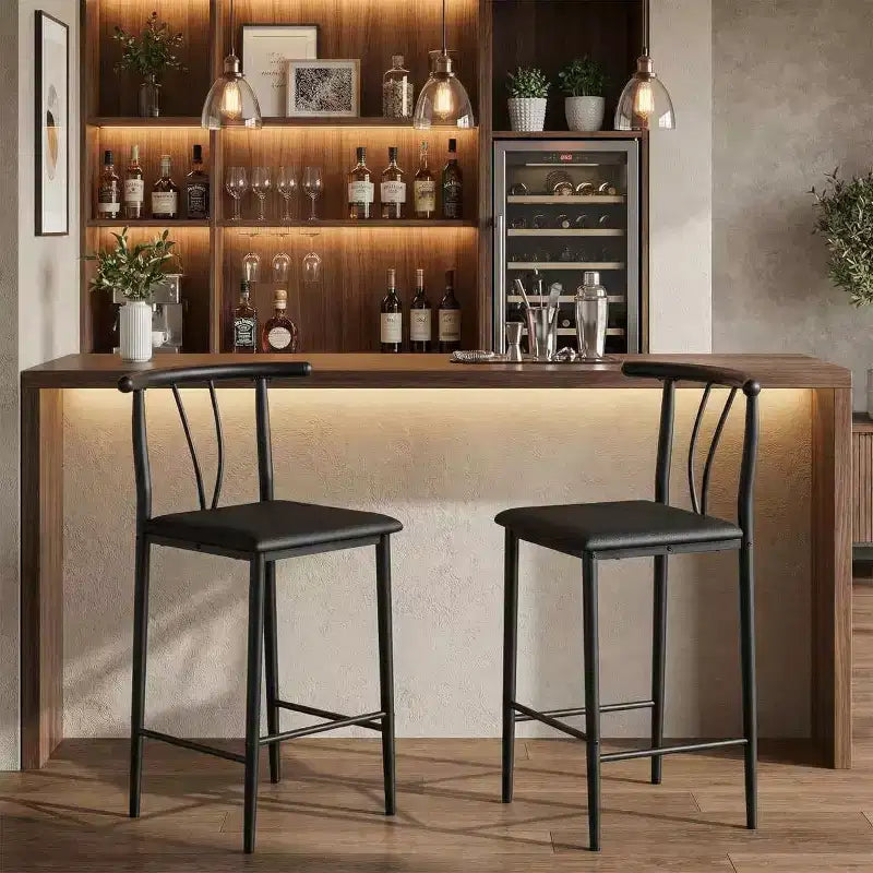 Tabourets de bar hauteur comptoir en similicuir avec dossier