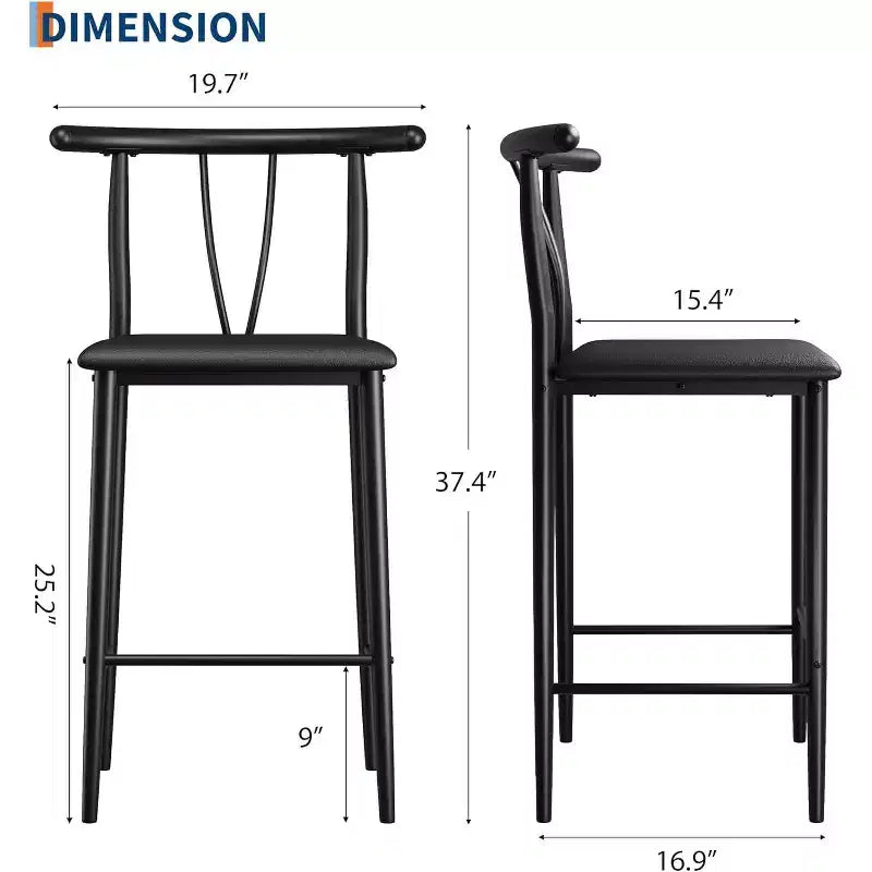 Tabourets de bar hauteur comptoir en similicuir avec dossier