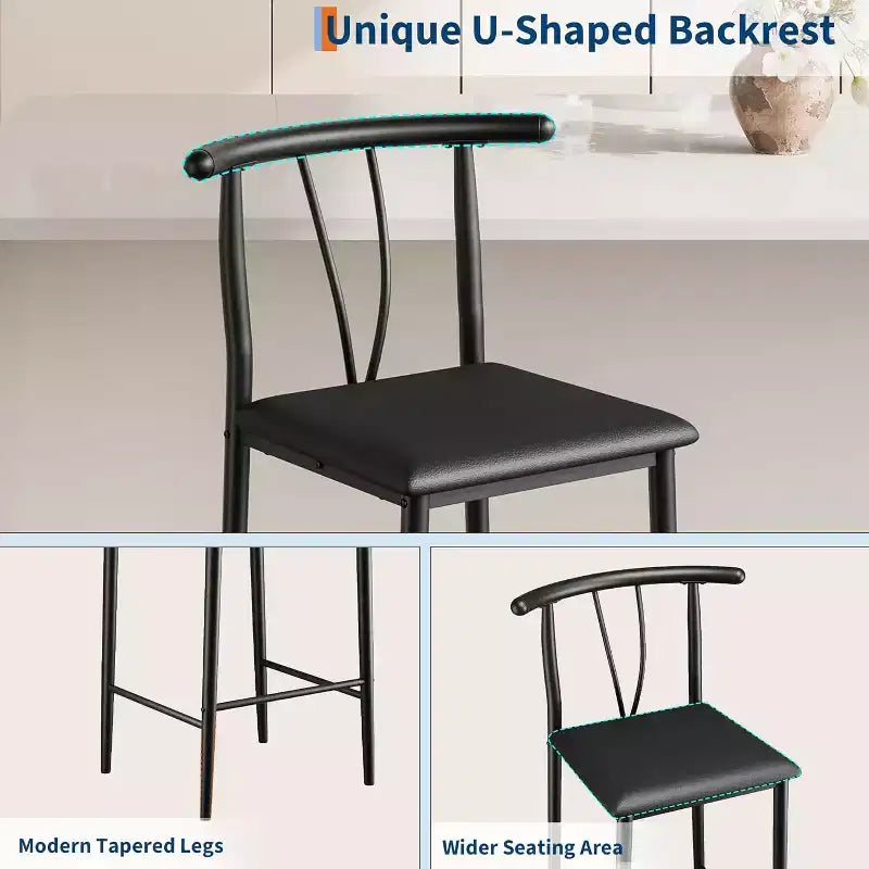 Tabourets de bar hauteur comptoir en similicuir avec dossier