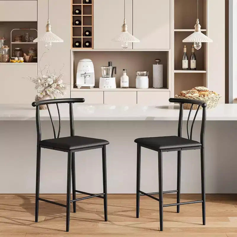 Tabourets de bar hauteur comptoir en similicuir avec dossier