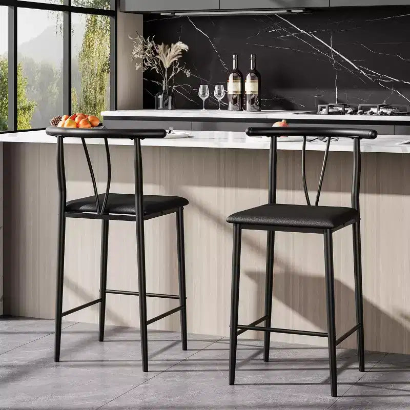 Tabourets de bar hauteur comptoir en similicuir avec dossier