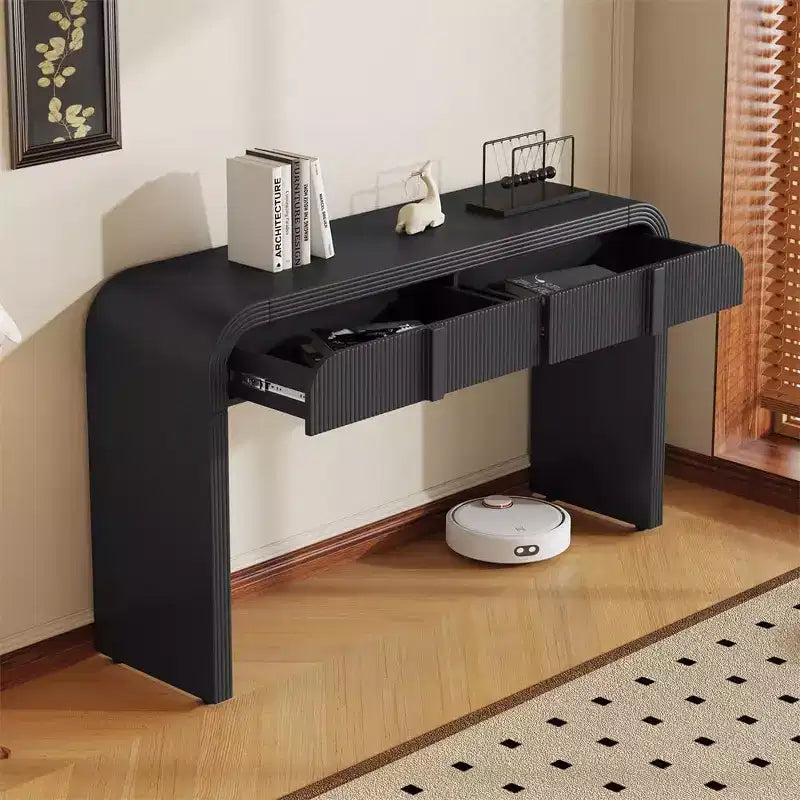 Console moderne brillante, buffet de rangement arrondi