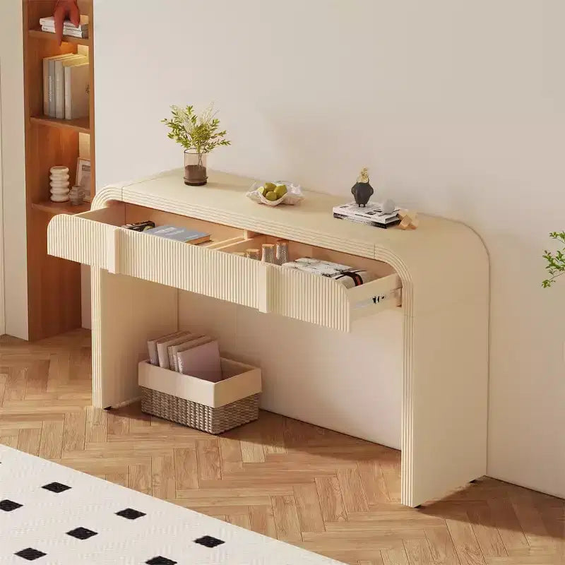 Console moderne brillante, buffet de rangement arrondi