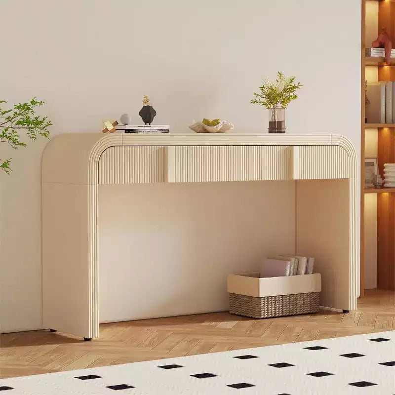 Console moderne brillante, buffet de rangement arrondi