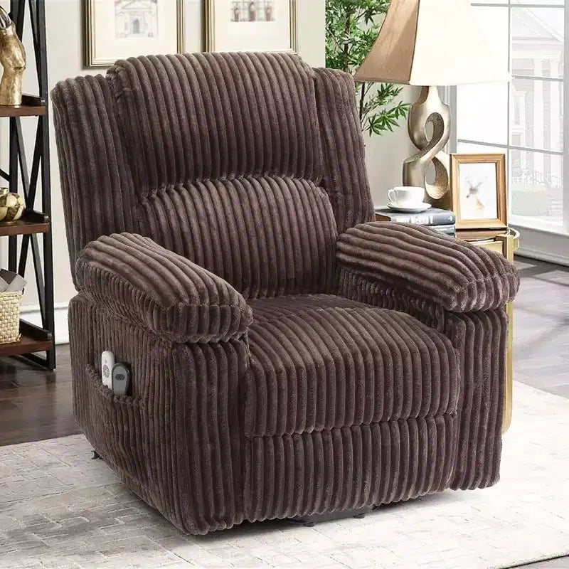 Power Lift Recliner Chair Plush Corduroy Upholstery, Electric Reclining Lift Chair