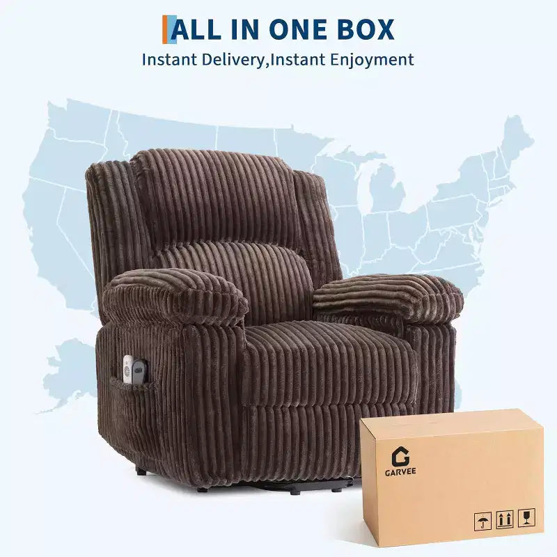 Fauteuil inclinable releveur électrique en velours côtelé moelleux, Fauteuil releveur électrique