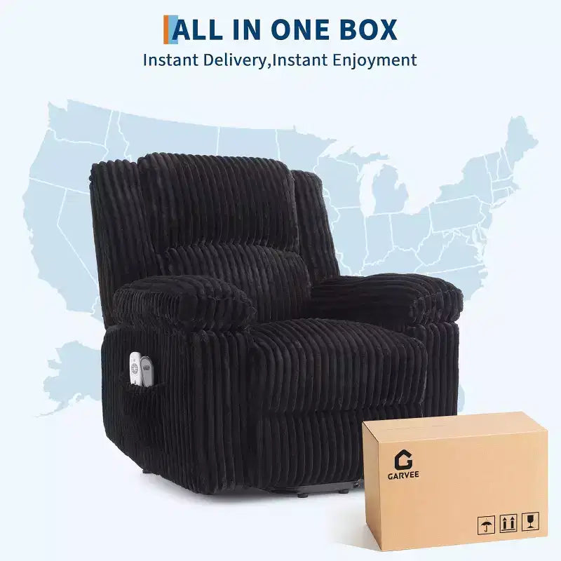 Fauteuil inclinable releveur électrique en velours côtelé moelleux, Fauteuil releveur électrique