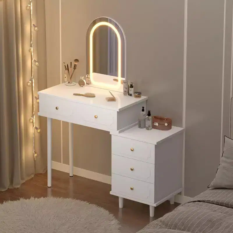 Coiffeuse avec lumières et miroir, coiffeuse en bois moderne