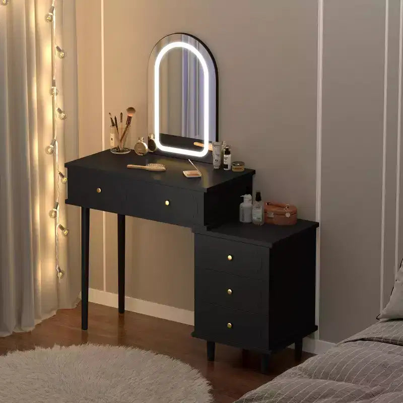Coiffeuse avec lumières et miroir, coiffeuse en bois moderne