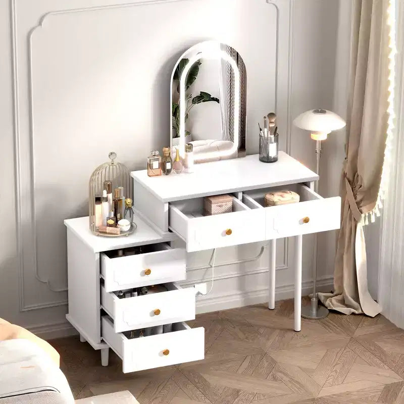 Coiffeuse avec lumières et miroir, coiffeuse en bois moderne