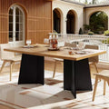 COZONY Long Dining Table, Modern Kitchen Table w/ Large Tabletop & Pedestal Base, Sturdy Farmhouse Style, Spacious Seating, Easy Assembly