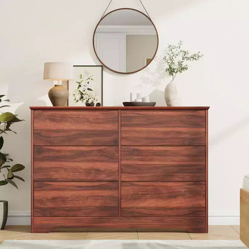 Commode en bois à 6 tiroirs, grande commode haute et moderne