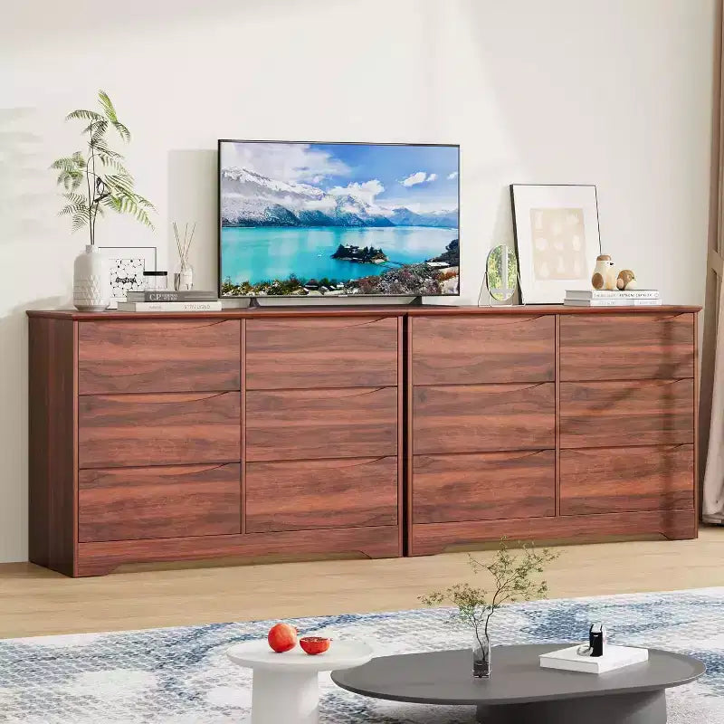 Commode en bois à 6 tiroirs, grande commode haute et moderne