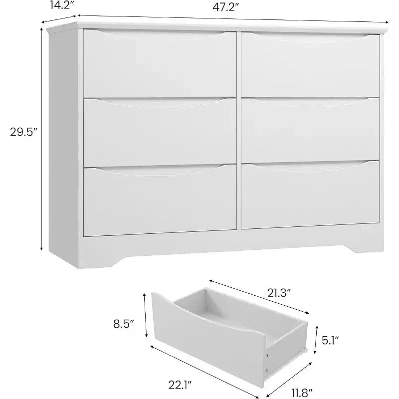 Commode en bois à 6 tiroirs, grande commode haute et moderne