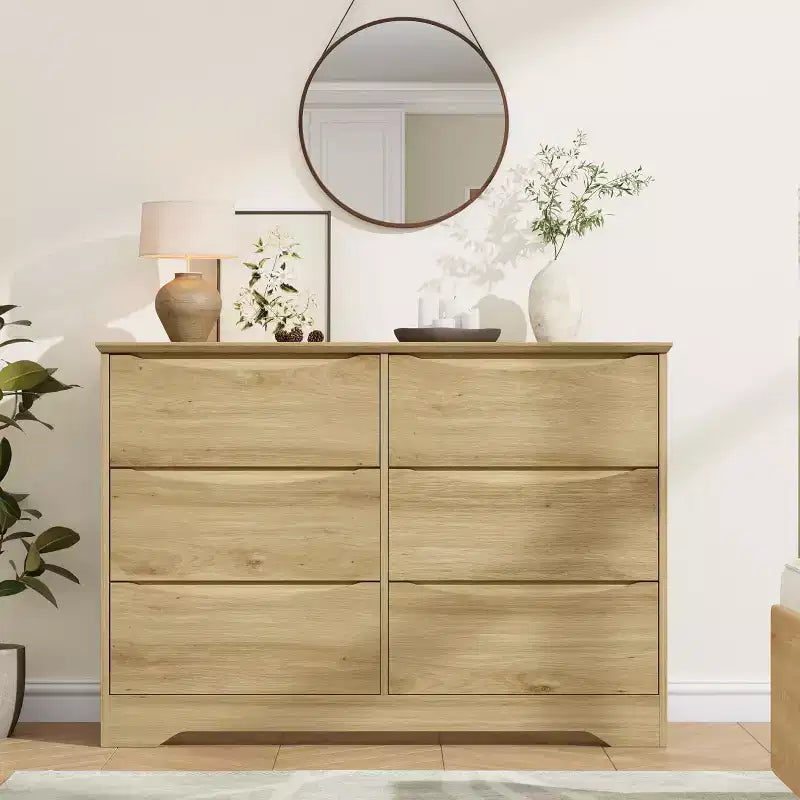 Commode en bois à 6 tiroirs, grande commode haute et moderne