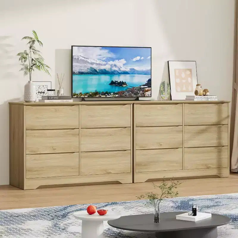 Commode en bois à 6 tiroirs, grande commode haute et moderne