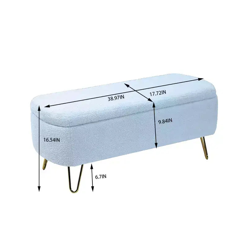 Pouffe de rangement moderne avec coussin d'assise en fausse fourrure